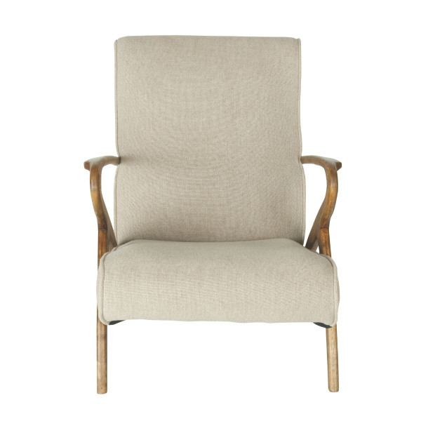 Fauteuil en chêne massif tissu lin JEAN